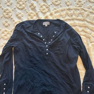 Idyllwind Henley Pearl Snap Black Long Sleeve Shirt